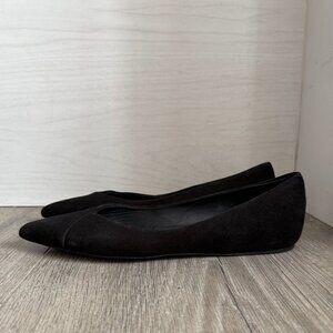 Theory Black Suede Pointed-Toe Flats 38.5/8.5